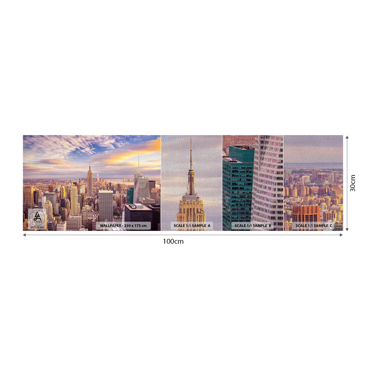 Mostră tapet Premium Sand - Ajungeți la nori înșiși - Oraș, New York, Arhitectură - 100x30 cm