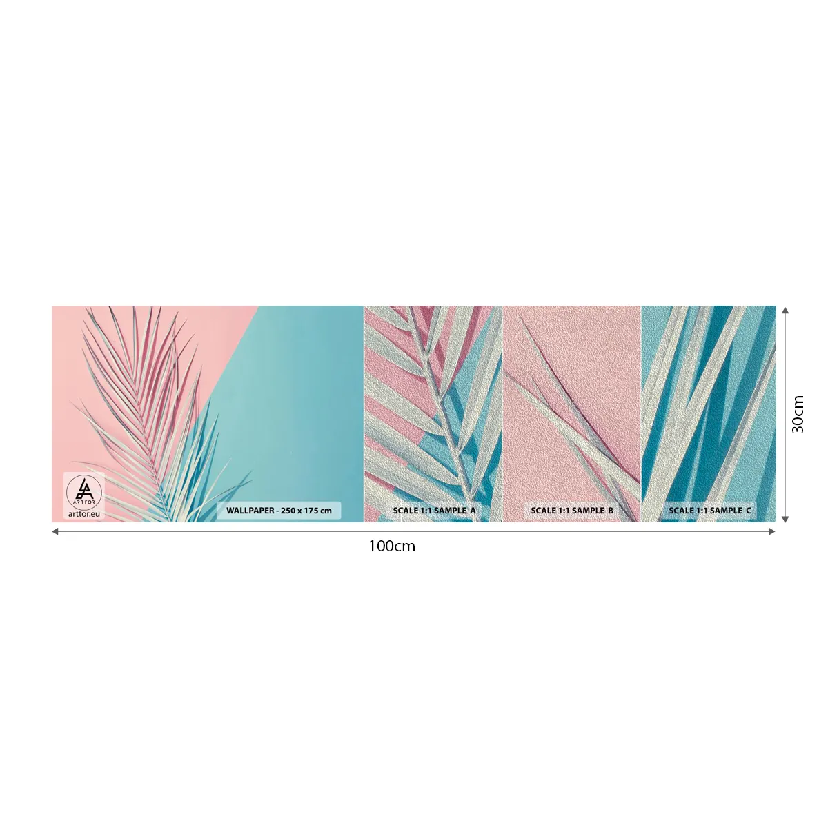 Photo Wallpaper Sample Premium Sand - Tropical impression - Palm Leaf, Abstraction, Graphics - 100x30 cm