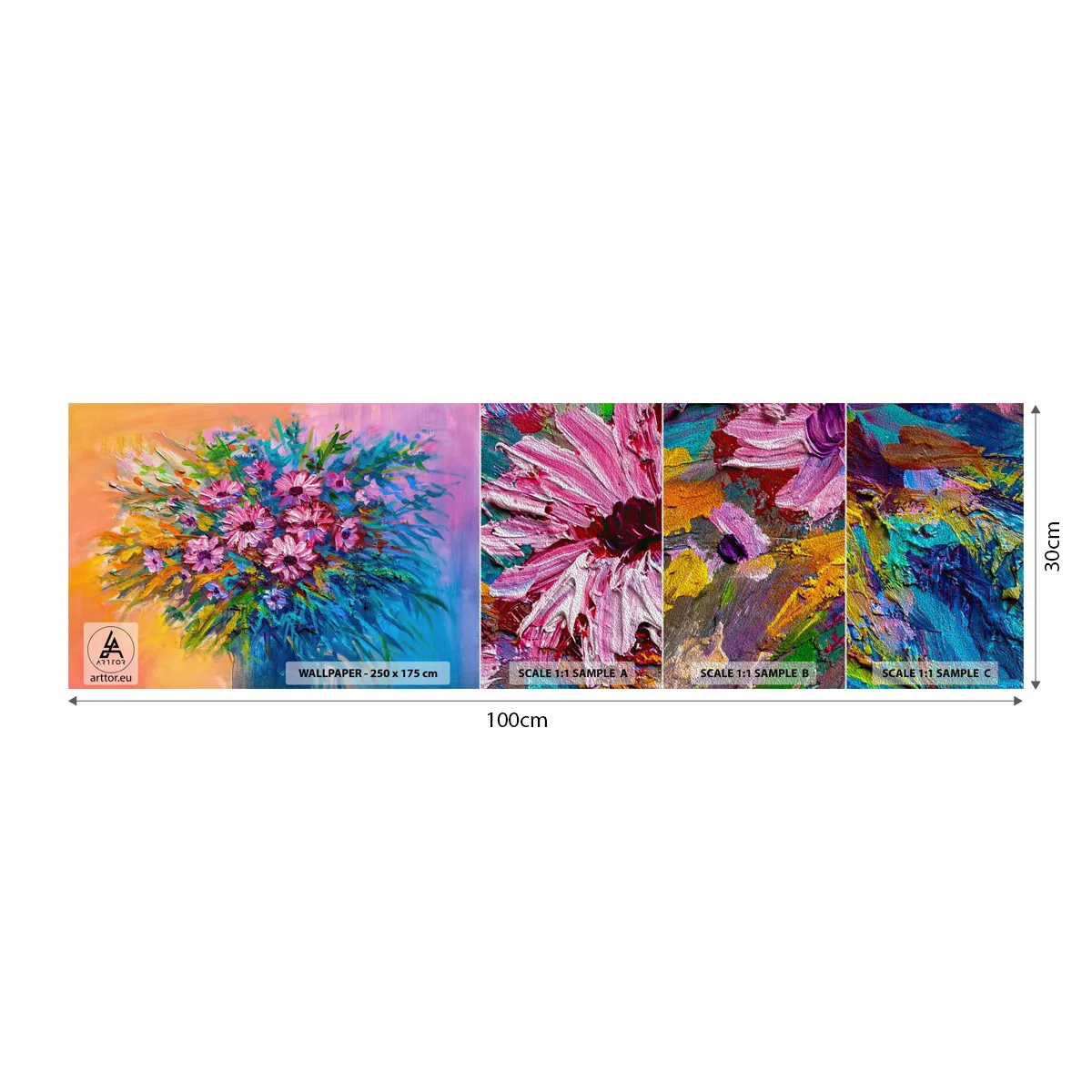 Photo Wallpaper Sample Premium Sand - Energy of Life - Flowers, Bouquet of flowers, Garden - 100x30 cm