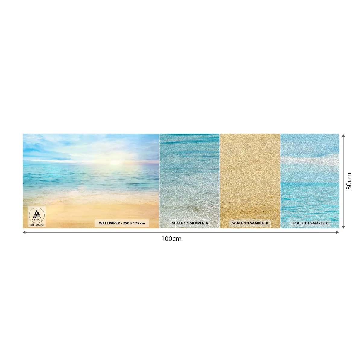 Campione di Fotomurale Premium Sand - Il grande blu - Mare, Visualizzazione, Spiaggia - 100x30 cm