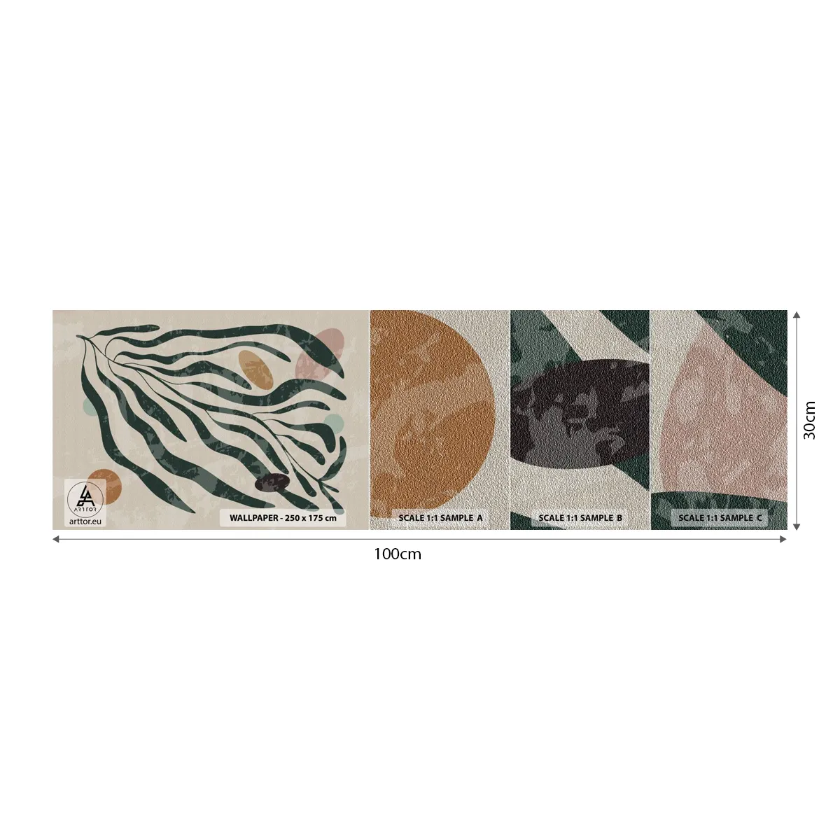 Campione di Fotomurale Premium Sand - Tra il verde - Boho, Pianta, Moderno - 100x30 cm