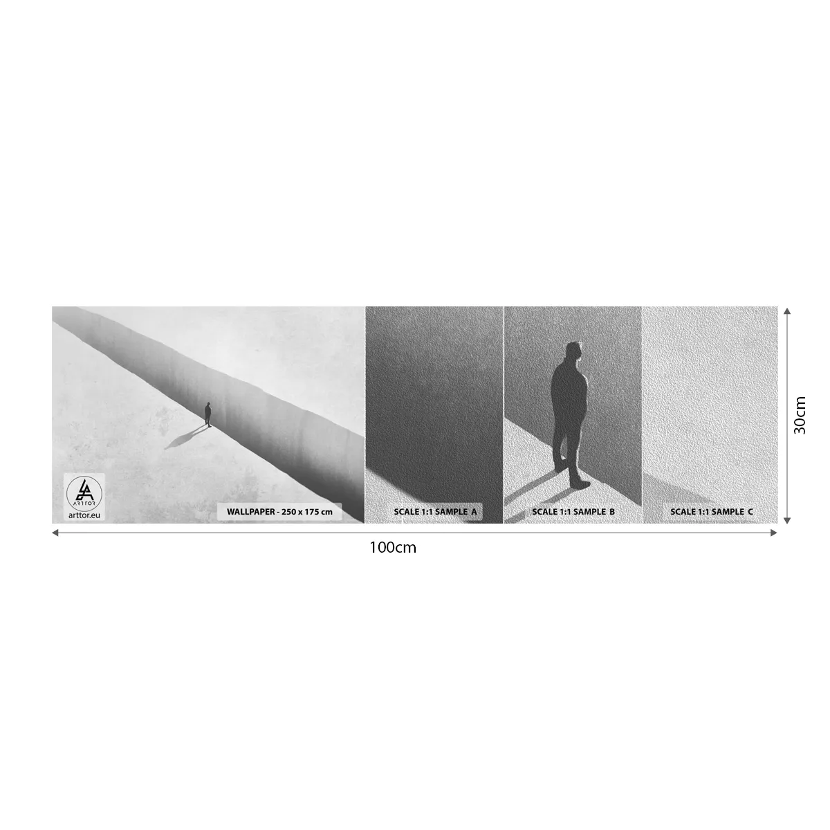 Échantillon de Papier Peint Premium Sand - Un objectif clair - Abîme, Minimalisme, Homme - 100x30 cm