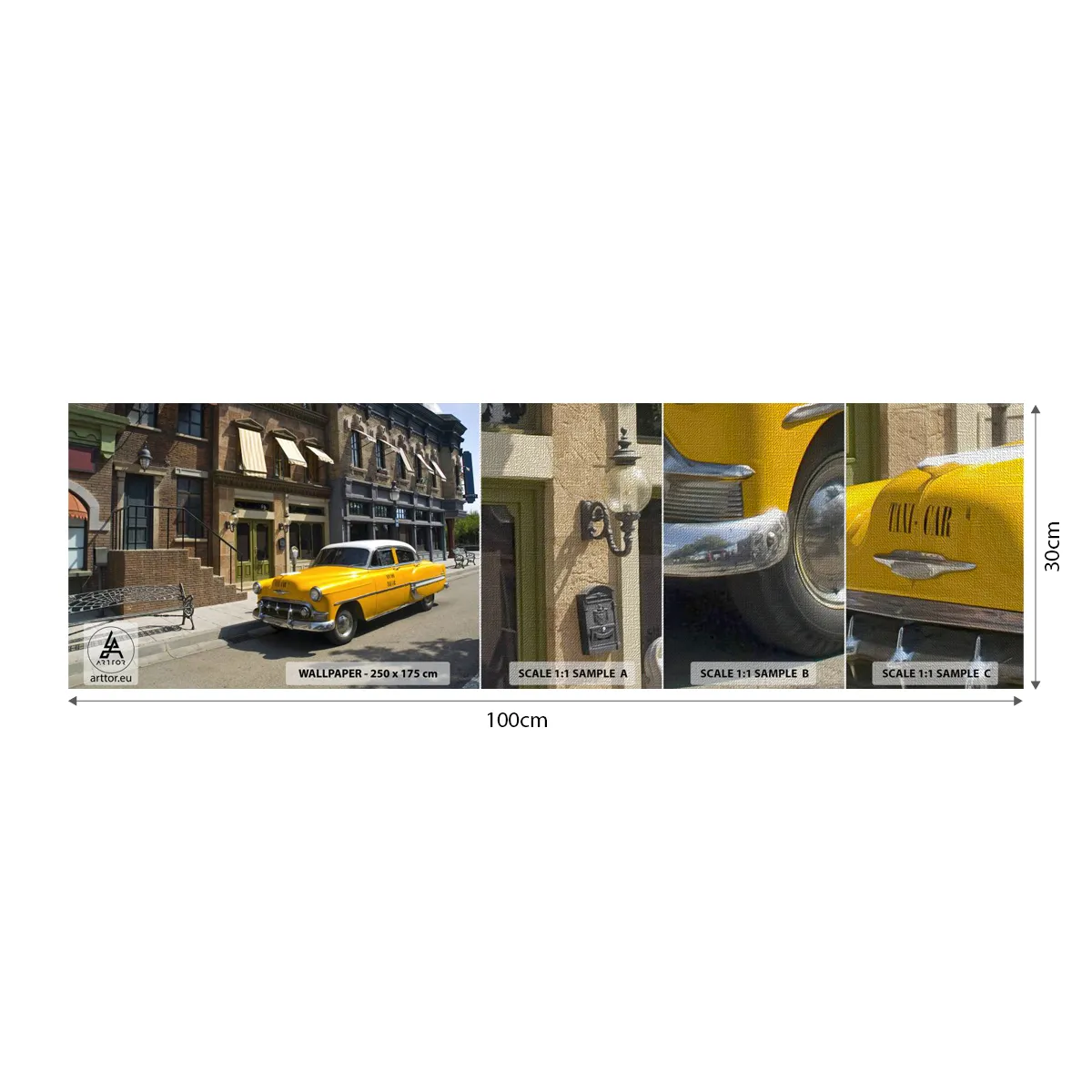 Photo Wallpaper Sample Premium Canvas - Long Time Ago in America - City, Taxi, New York - 100x30 cm