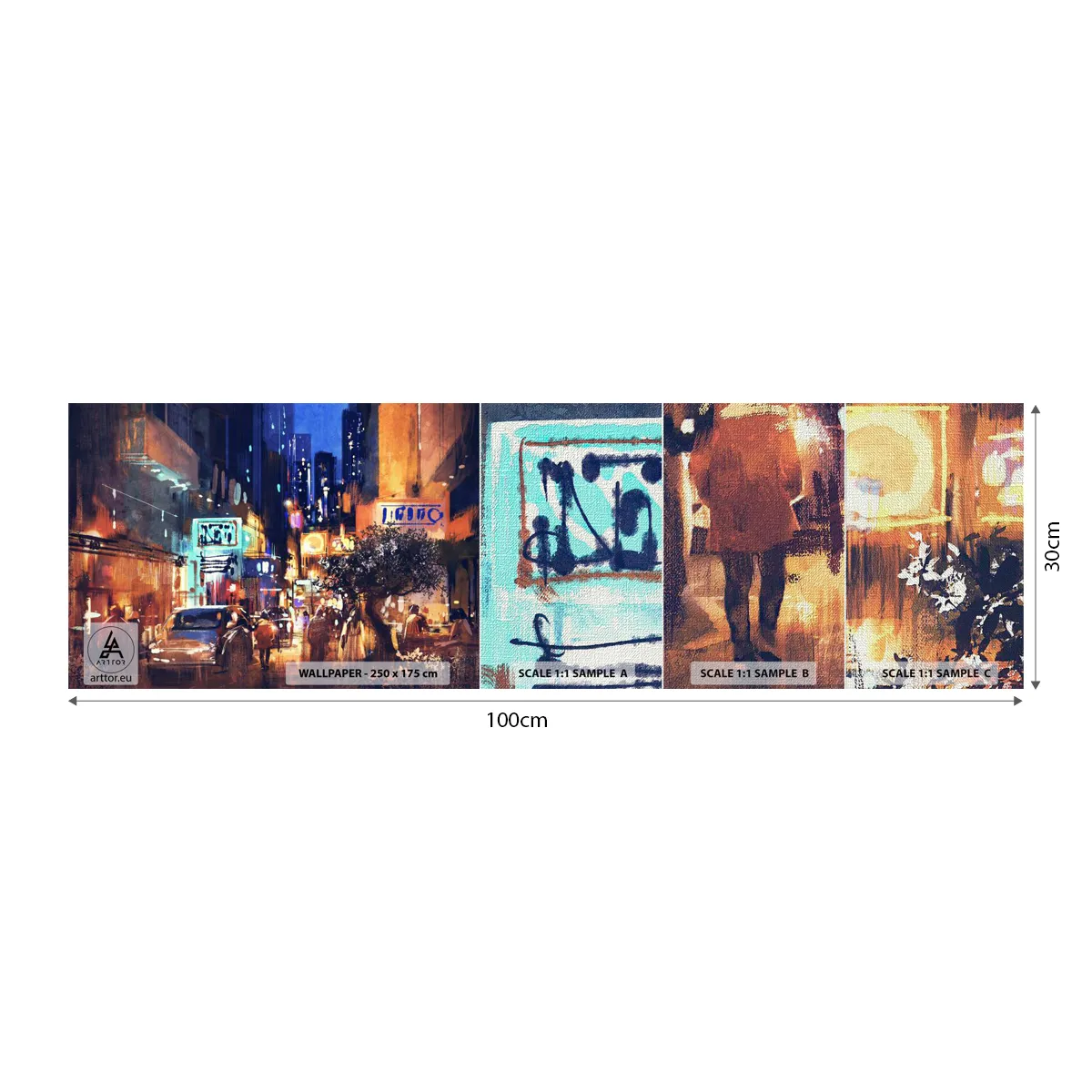 Mostră tapet Premium Canvas - Iar orașul nu doarme - Oraș, oameni, Arhitectură - 100x30 cm