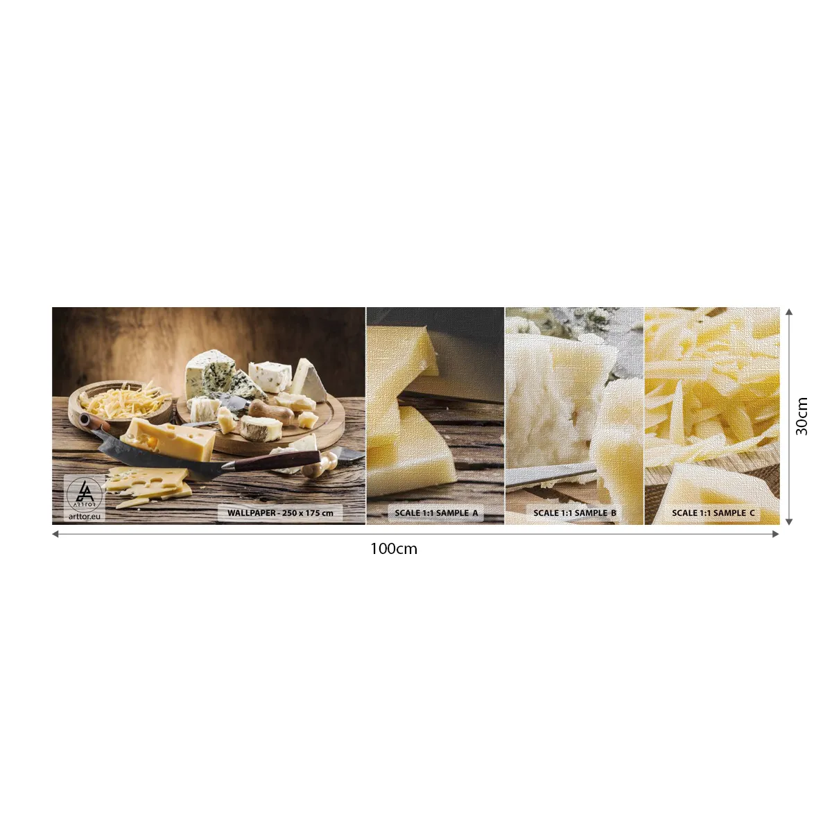 Provbit av fototapet Premium Canvas - Le åt osten - Gastronomi, Ostbräda, Kulinariskt - 100x30 cm