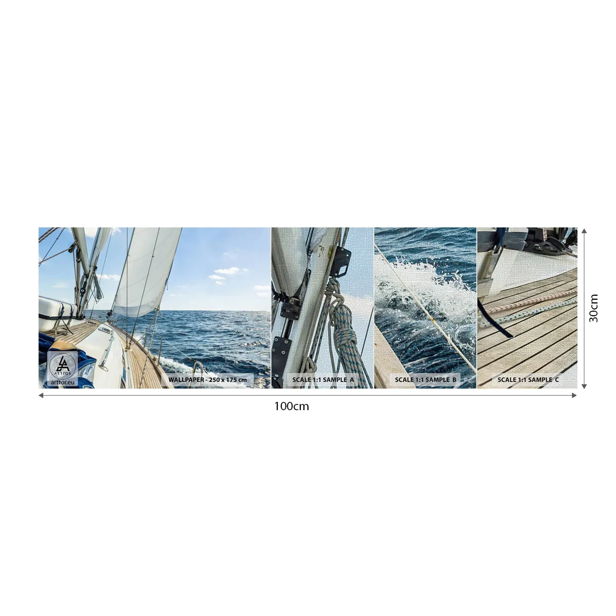 Fototapeten Muster Premium Canvas - Ahoi, Abenteuer - Yacht, Meer, Segeln - 100x30 cm