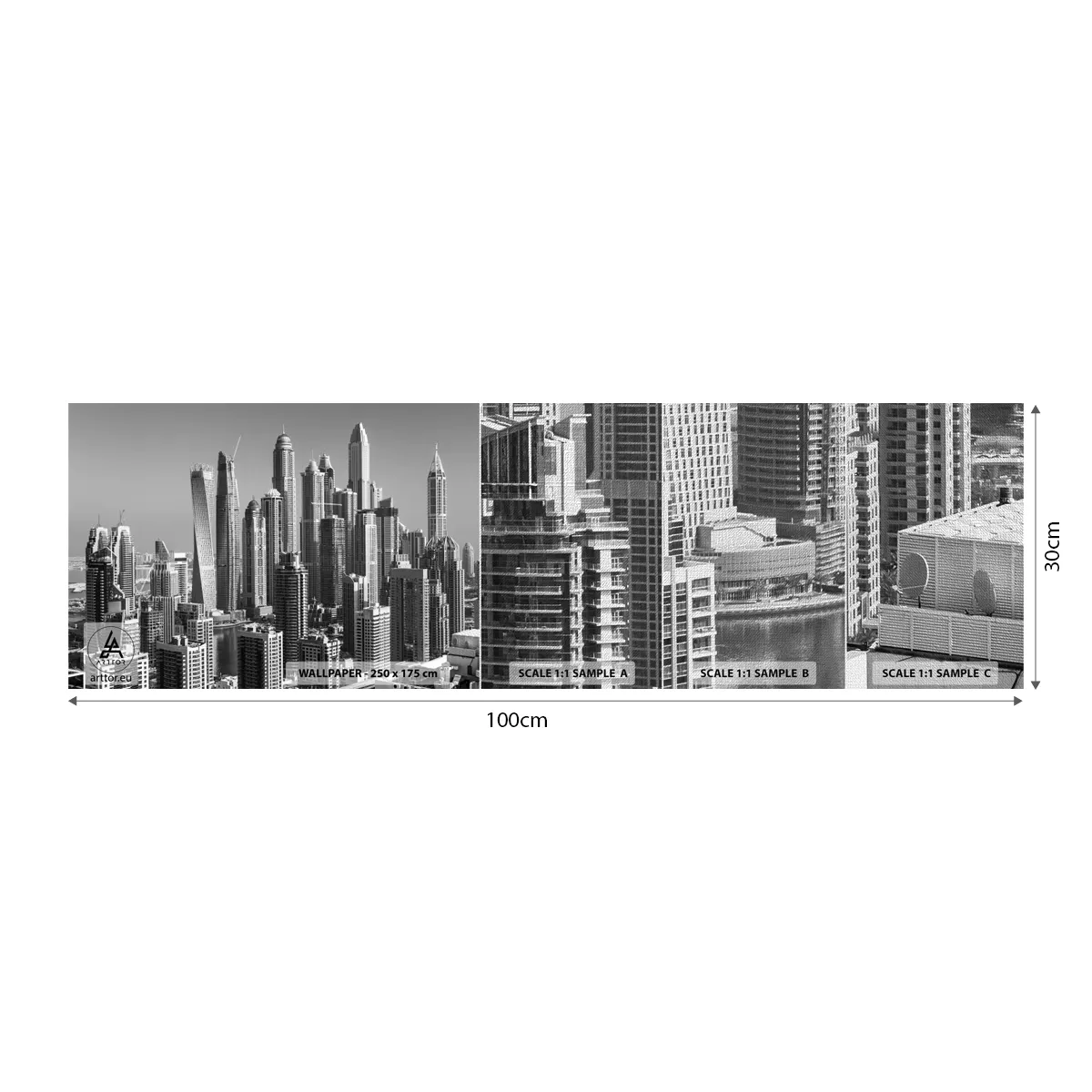Fototapeta Próbka Premium Canvas - Miasto nad pustynią - Architektura, Miasto, Dubaj - 100x30 cm