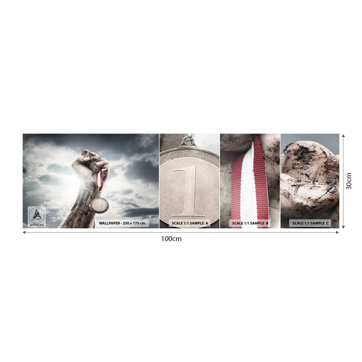 Fototapeten Muster Selbstklebend Deluxe Sticker - Per aspera ad astra - Sport, Sportmedaille, 3D - 100x30 cm