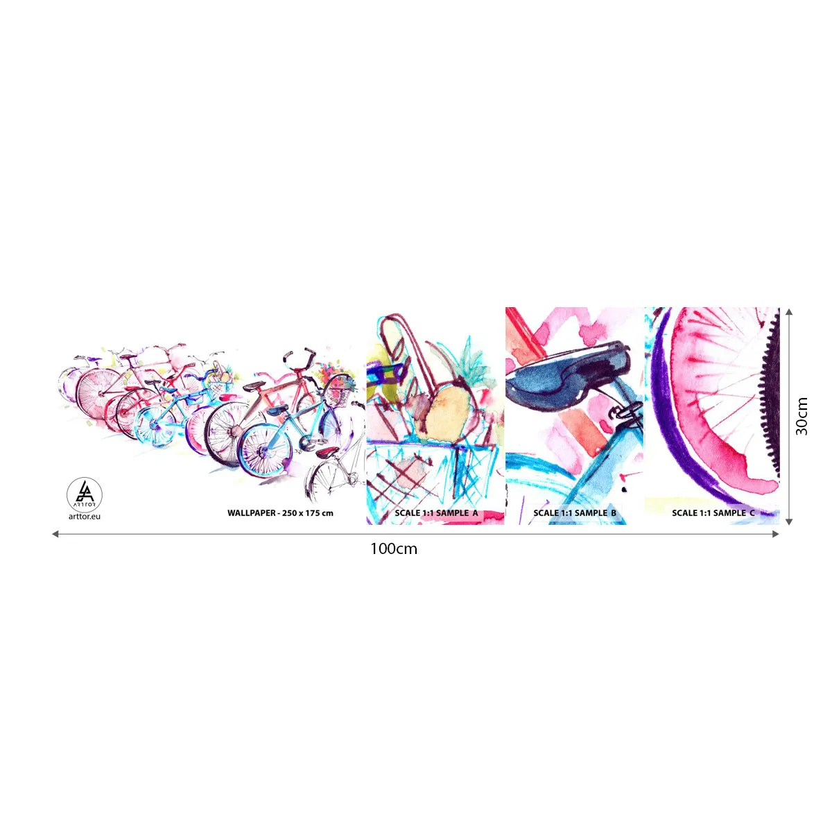 Vzor Fototapety Samolepicí Deluxe Sticker - Sjezd Antimoto klubu - Jízdní kolo, Abstrakce, Grafika - 100x30 cm