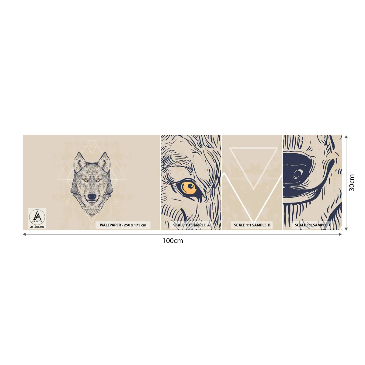Fototapeten Muster Selbstklebend Deluxe Sticker - Ein Alpha mit durchdringendem Blick - Tiere, Hund, Huskys - 100x30 cm