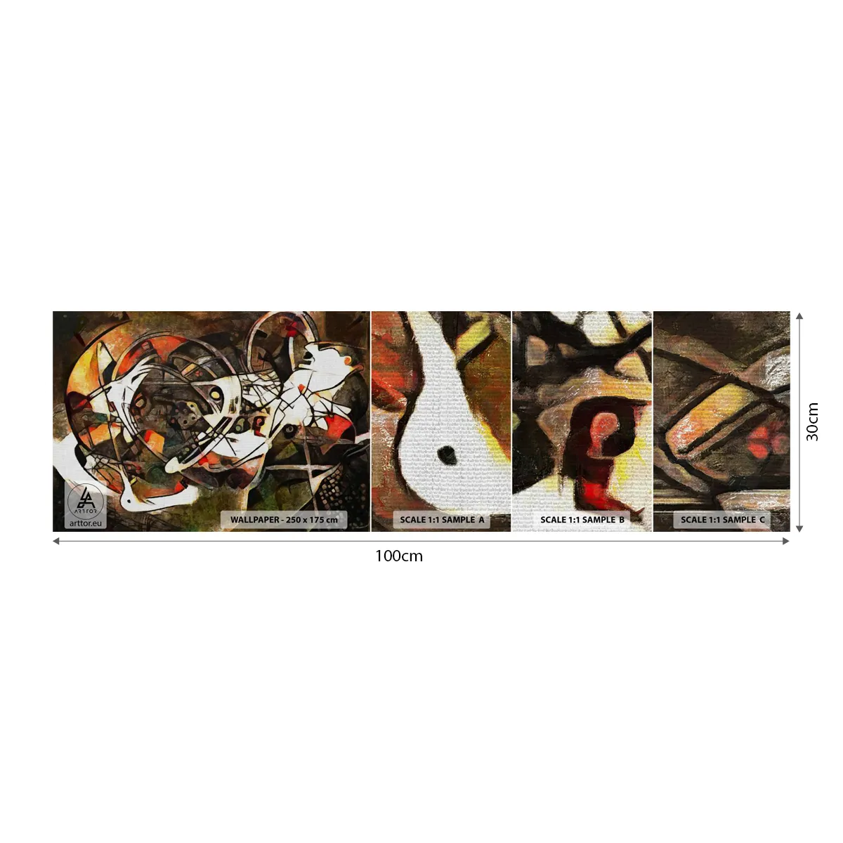 Vzor Fototapety Samolepicí Deluxe Sticker - Slyšíš pohyb? - Abstrakce, Kubismus, Kus - 100x30 cm