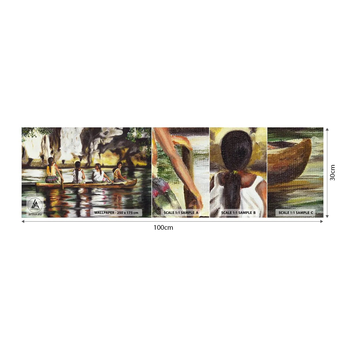 Mostră tapet autocolant Deluxe Sticker - Într-un paradis polinezian - Călătorii, Peisaj, Râu - 100x30 cm