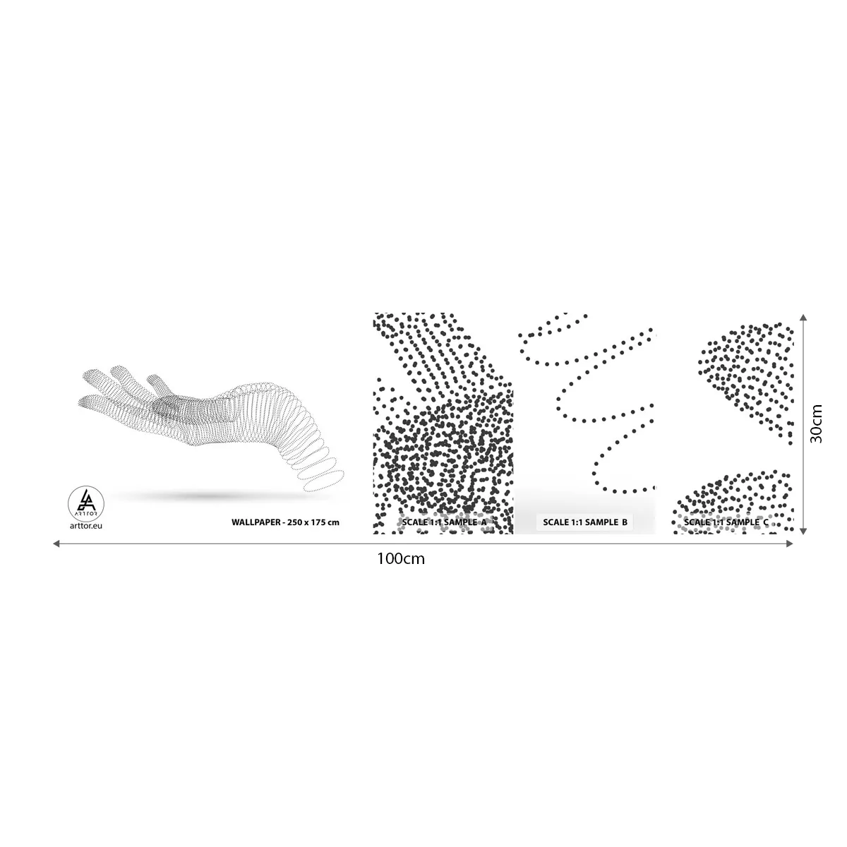 Fototapeten Muster Selbstklebend Deluxe Sticker - Federnde Hand - Abstraktion, Grafik, Hand - 100x30 cm