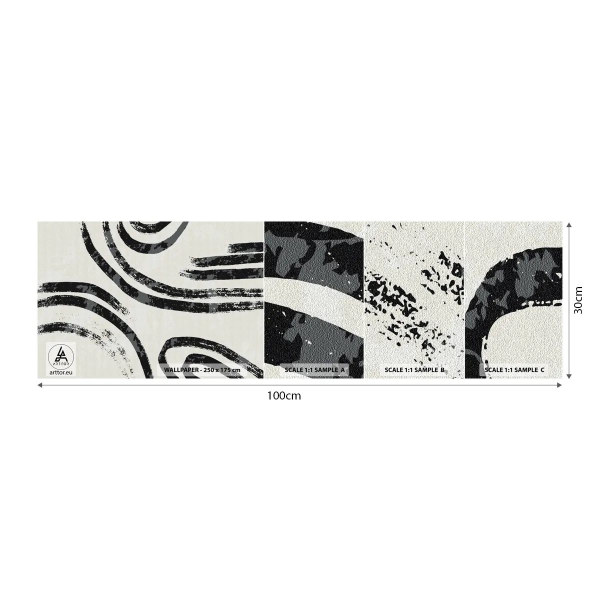 Fototapeten Muster Selbstklebend Deluxe Sticker - Bei Hälfte angehalten - Minimalismus, Striche, Boho - 100x30 cm