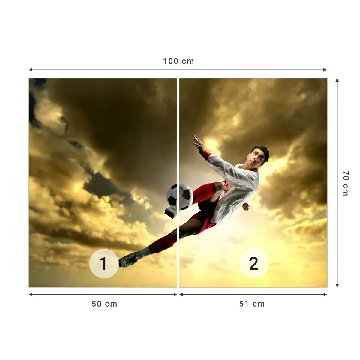 Självhäftande Fototapet Deluxe Sticker - Fotbollshimmel - Sport, Fotbollsspelare, Fotboll - 100x70 cm