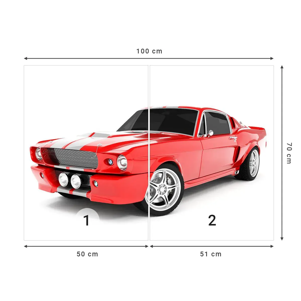 Selbstklebende Fototapete Deluxe Sticker - Ein Mustang so schnell wie der Wind - Automobil, Oldtimer, Mustang-Auto 1967 - 100x70 cm