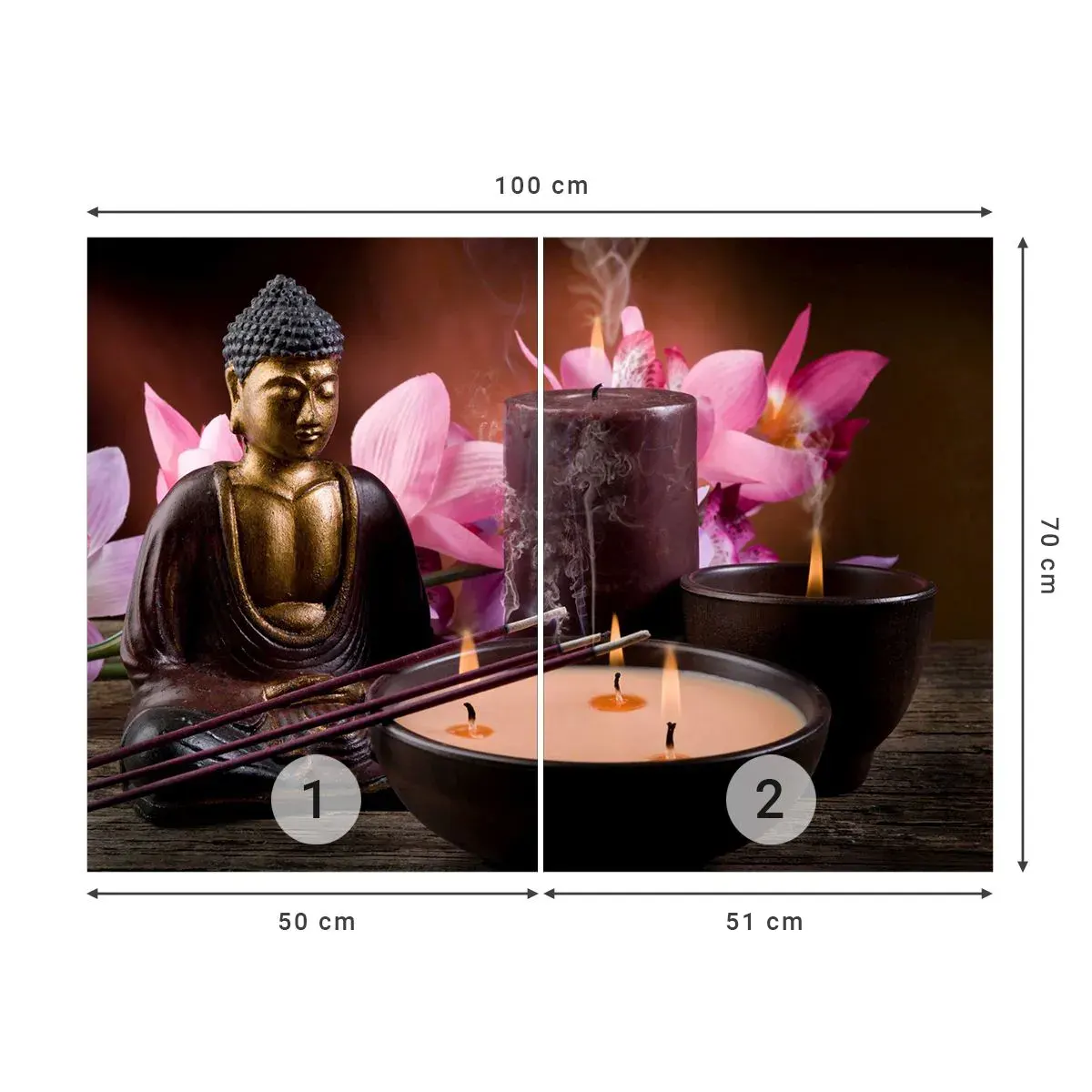 Fototapet Selvklæbende Deluxe Sticker - Rydde sindet, berolige kroppen - Buddha, Religion, Blomster - 100x70 cm