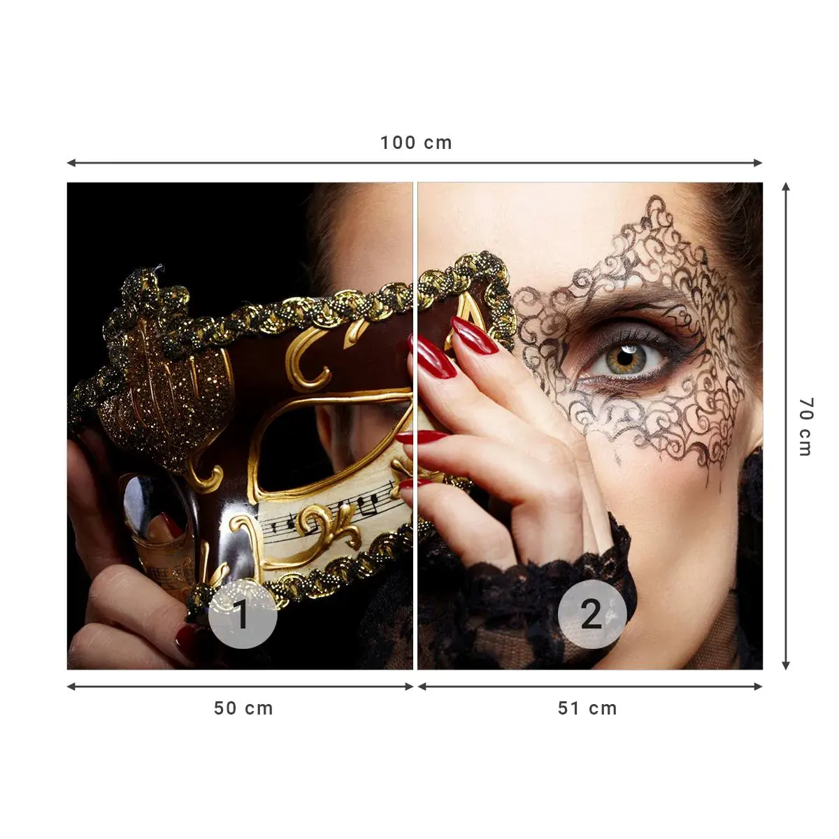 Självhäftande Fototapet Deluxe Sticker - Min värld är från barock - Kvinna, Venetiansk mask, Boll - 100x70 cm