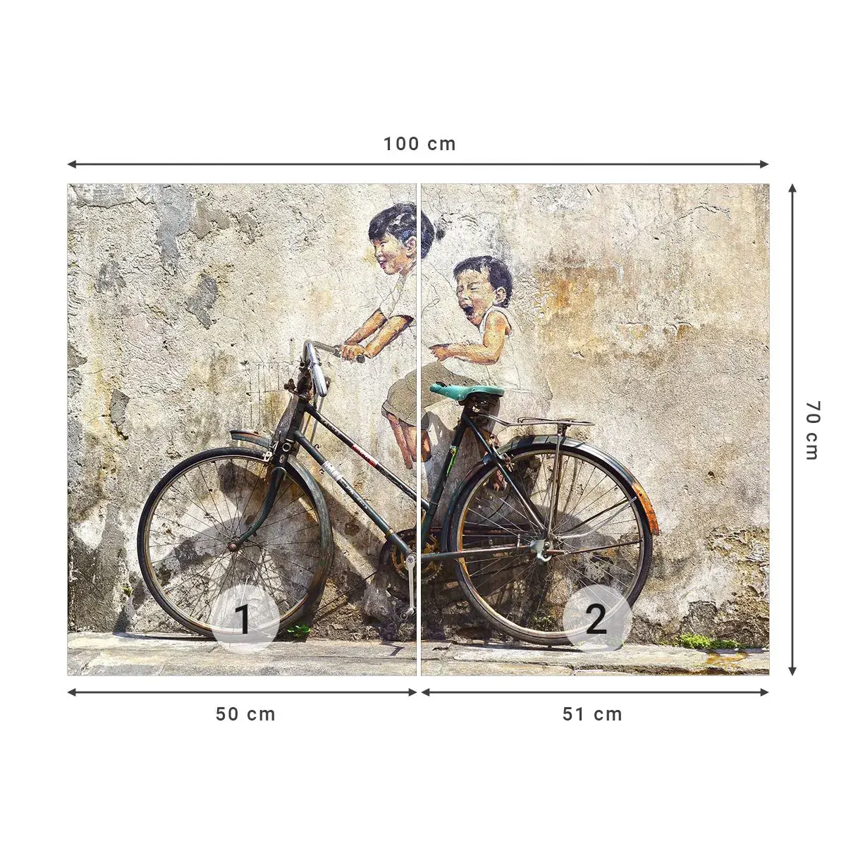 Fototapeta Samoprzylepna Deluxe Sticker - Prawda czy fałsz? - Abstrakcja, Mural, Rower - 100x70 cm