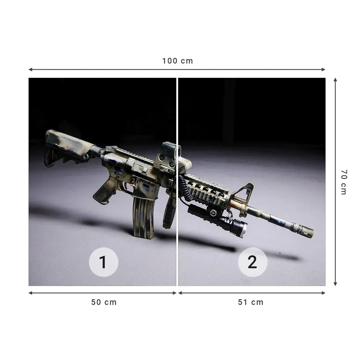 Selbstklebende Fototapete Deluxe Sticker - Immer bedrohlich - Militär, Gewehr, Waffe - 100x70 cm