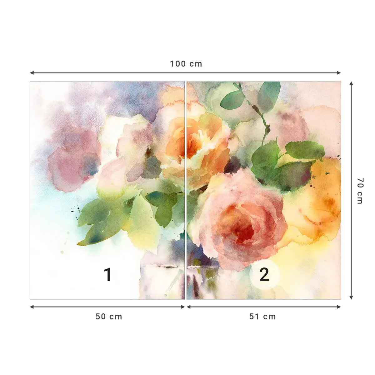 Fotomurali Autoadesivo Deluxe Sticker - Delicati come un acquerello - Fiori, Rose, Mazzo - 100x70 cm