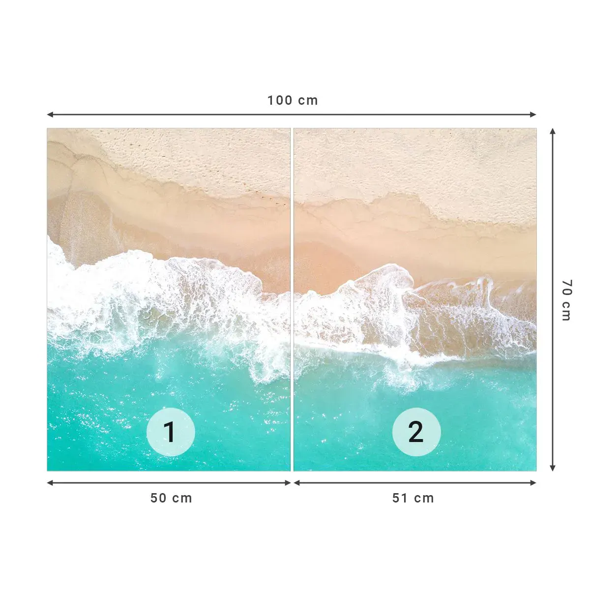 Öntapadós Fotótapéta Deluxe Sticker - Simogató érintés - Tájkép, Tengeri hullám, Strand - 100x70 cm