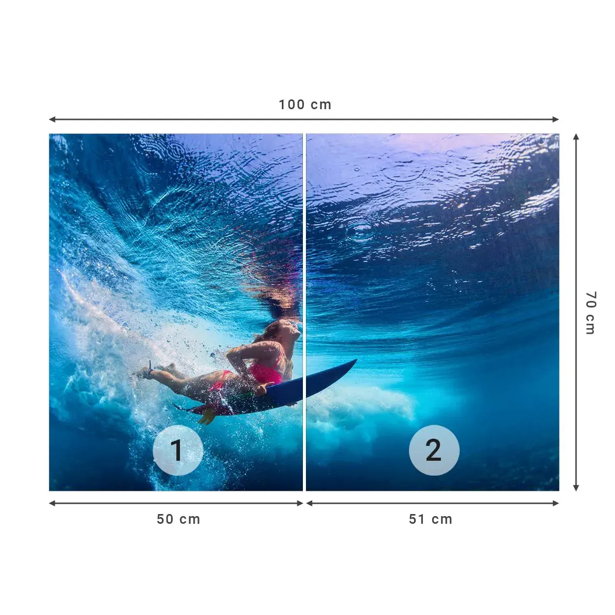 Self-Adhesive Photo Wallpaper Deluxe Sticker - Depth of Joy - Surfing, Woman, Sport - 100x70 cm