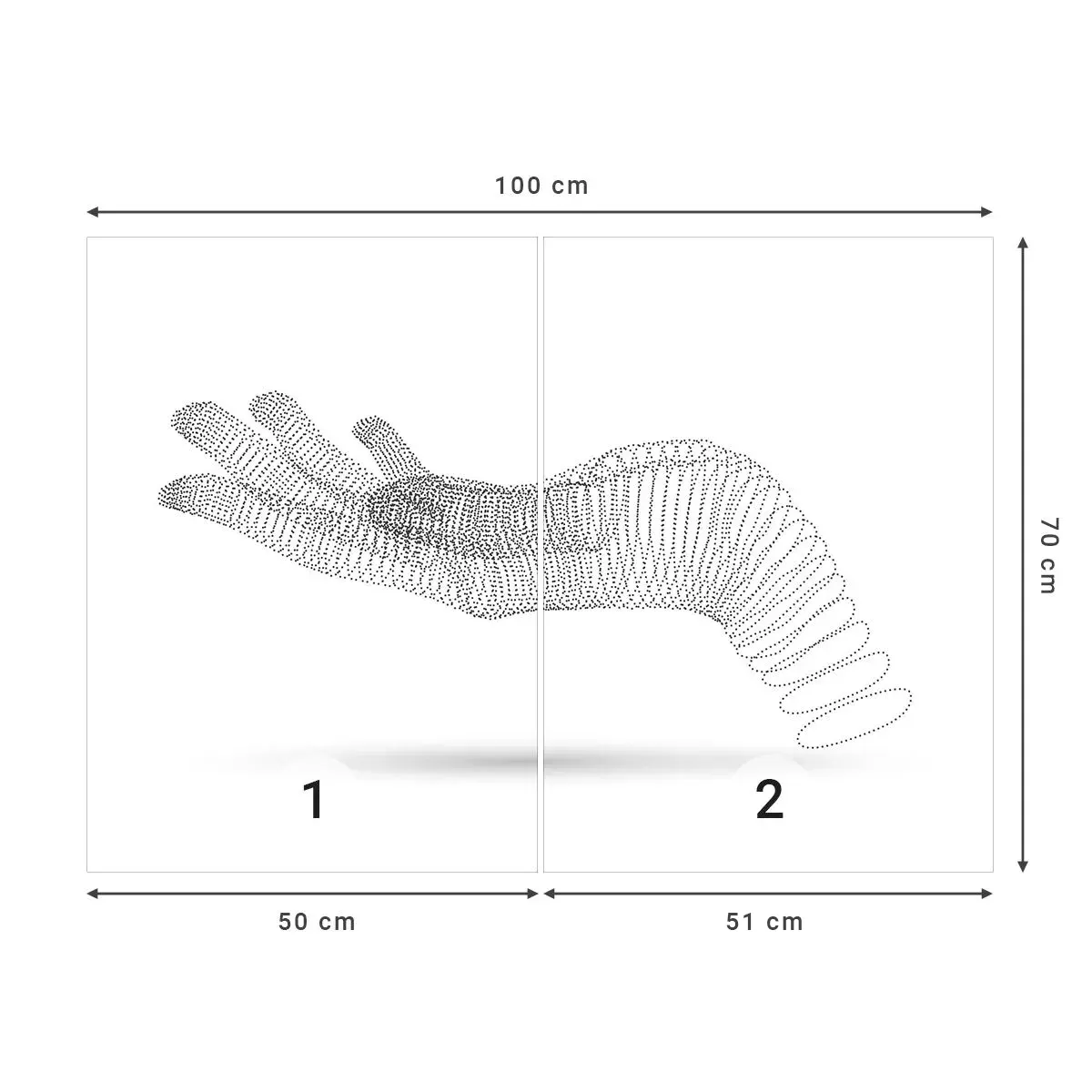 Selbstklebende Fototapete Deluxe Sticker - Federnde Hand - Abstraktion, Grafik, Hand - 100x70 cm