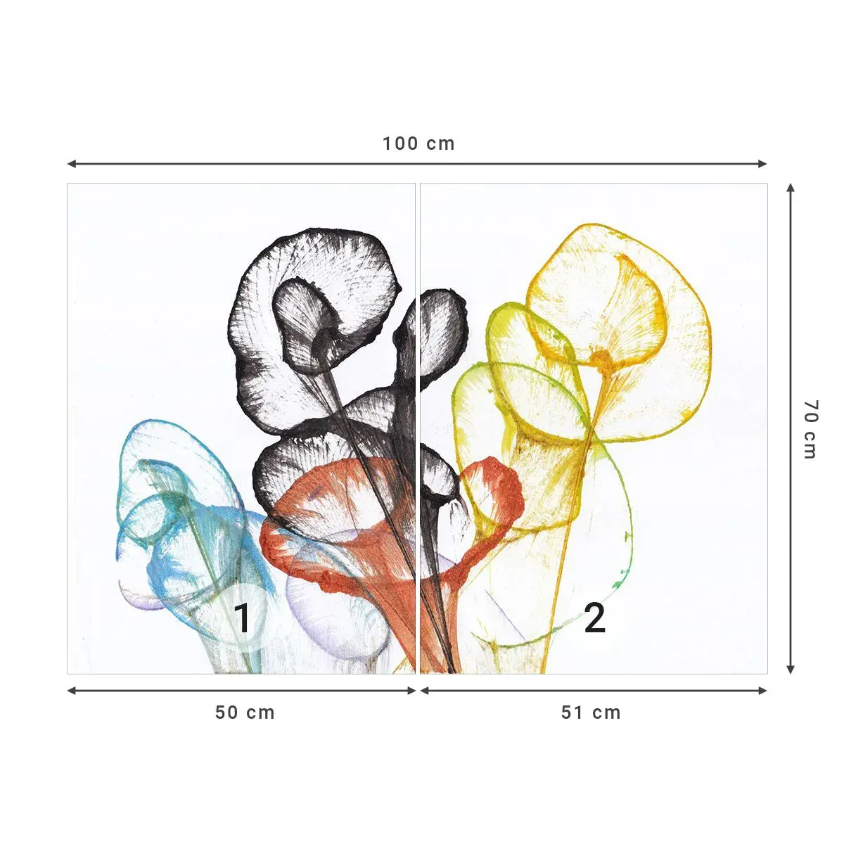 Selbstklebende Fototapete Deluxe Sticker - Blumen mit Seele - Blumen, Abstraktion, Grafik - 100x70 cm