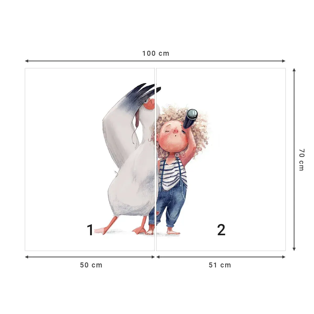 Zelfklevend Fotobehang Deluxe Sticker - Een geweldige reisroute - Voor kinderen, Vriendschap, Meisje - 100x70 cm