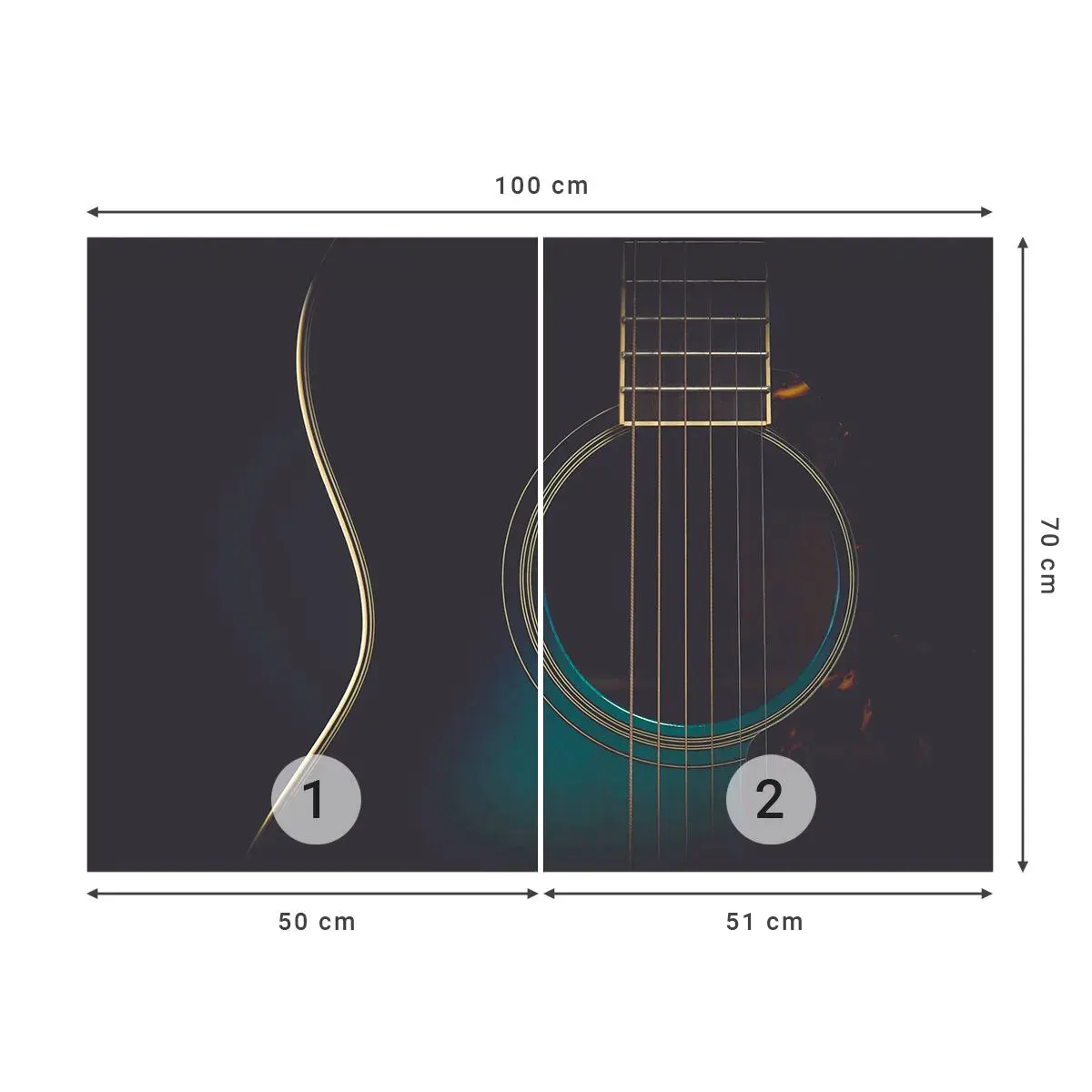 Zelfklevend Fotobehang Deluxe Sticker - Nog even voordat het klinkt - Gitaar, Muziek, Snaren - 100x70 cm