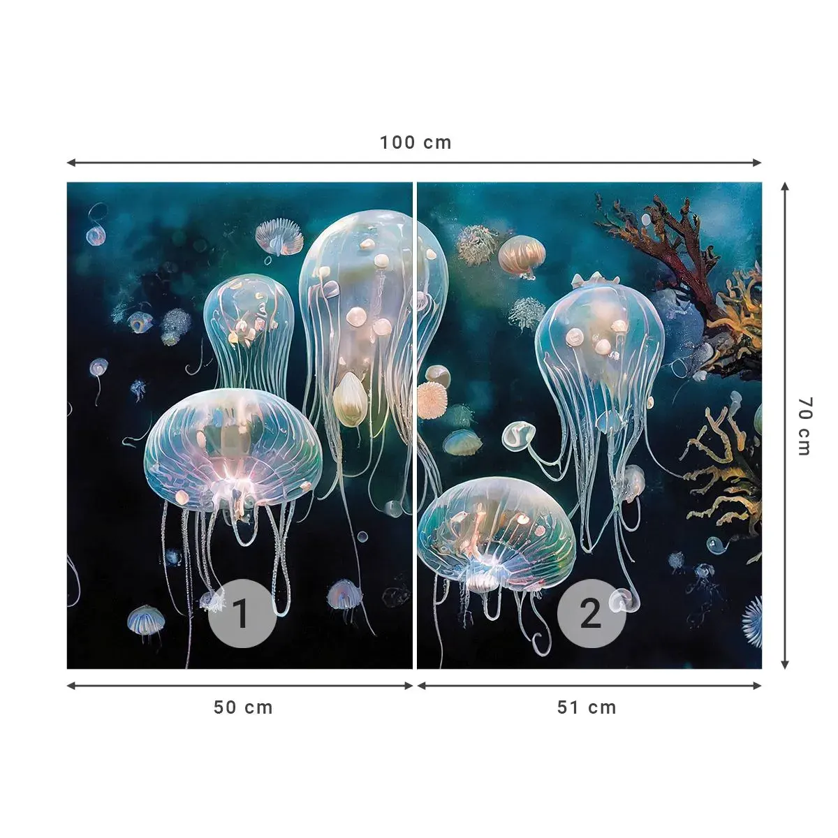 Tapet Autoadeziv Deluxe Sticker - Balul subacvatic - meduze, Animale, Adâncimi - 100x70 cm