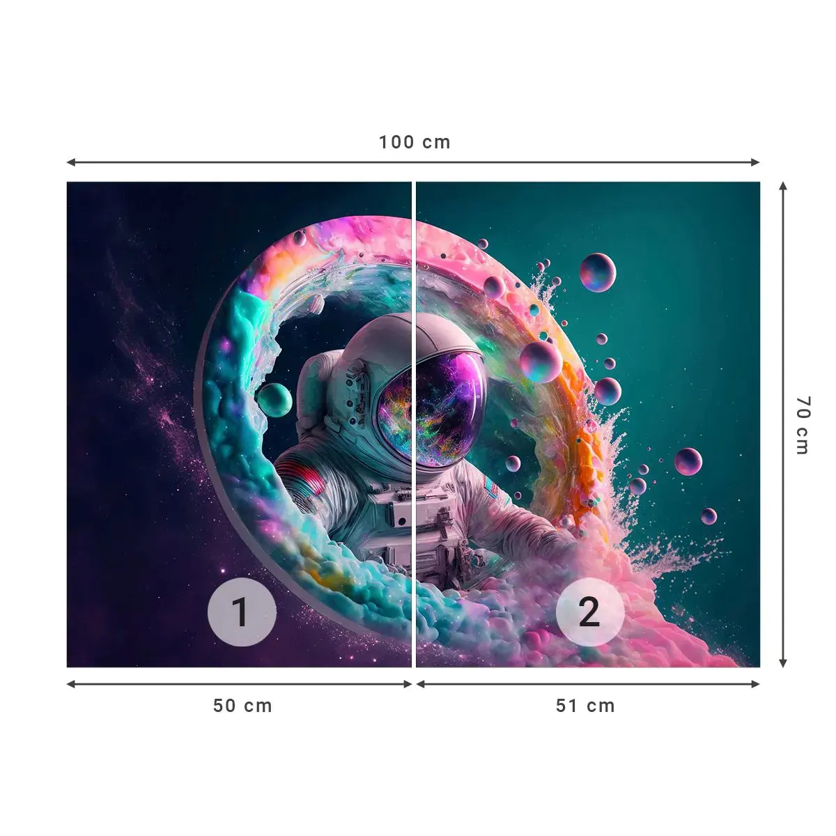 Selbstklebende Fototapete Deluxe Sticker - Sternentor - Astronaut, Galaxis, Futuristisch - 100x70 cm