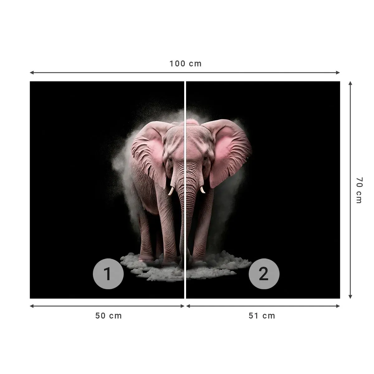 Självhäftande Fototapet Deluxe Sticker - Tänk inte på en rosa elefant! - Sol, Safari, Afrika - 100x70 cm