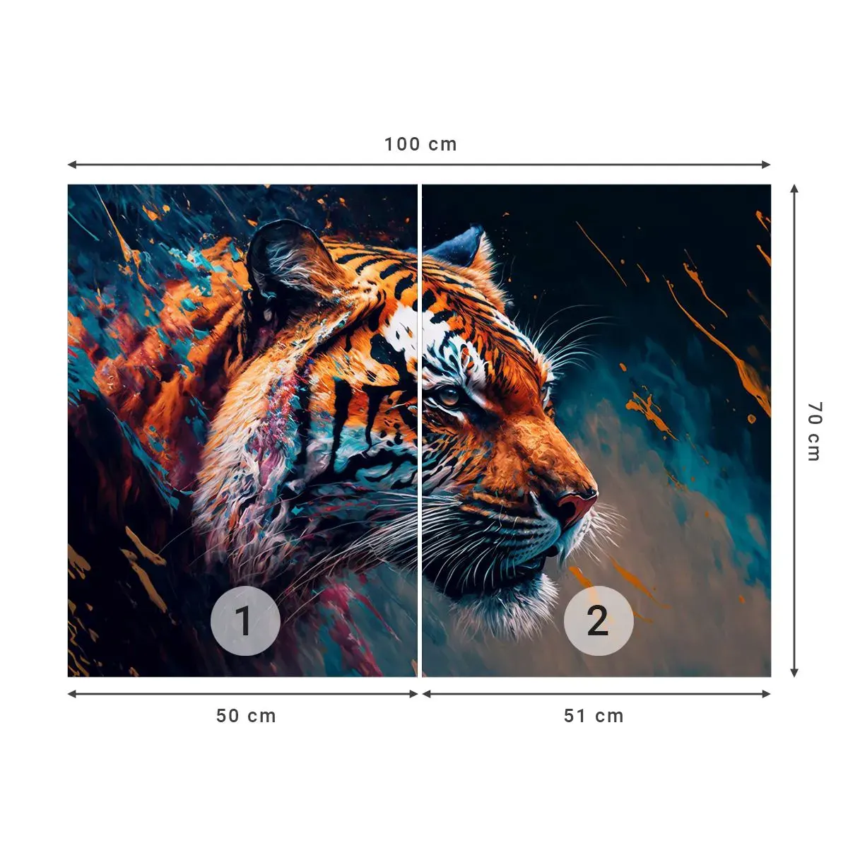 Tapet Autoadeziv Deluxe Sticker - Frumusețe sălbatică - Tigru, Colorat, Animal - 100x70 cm