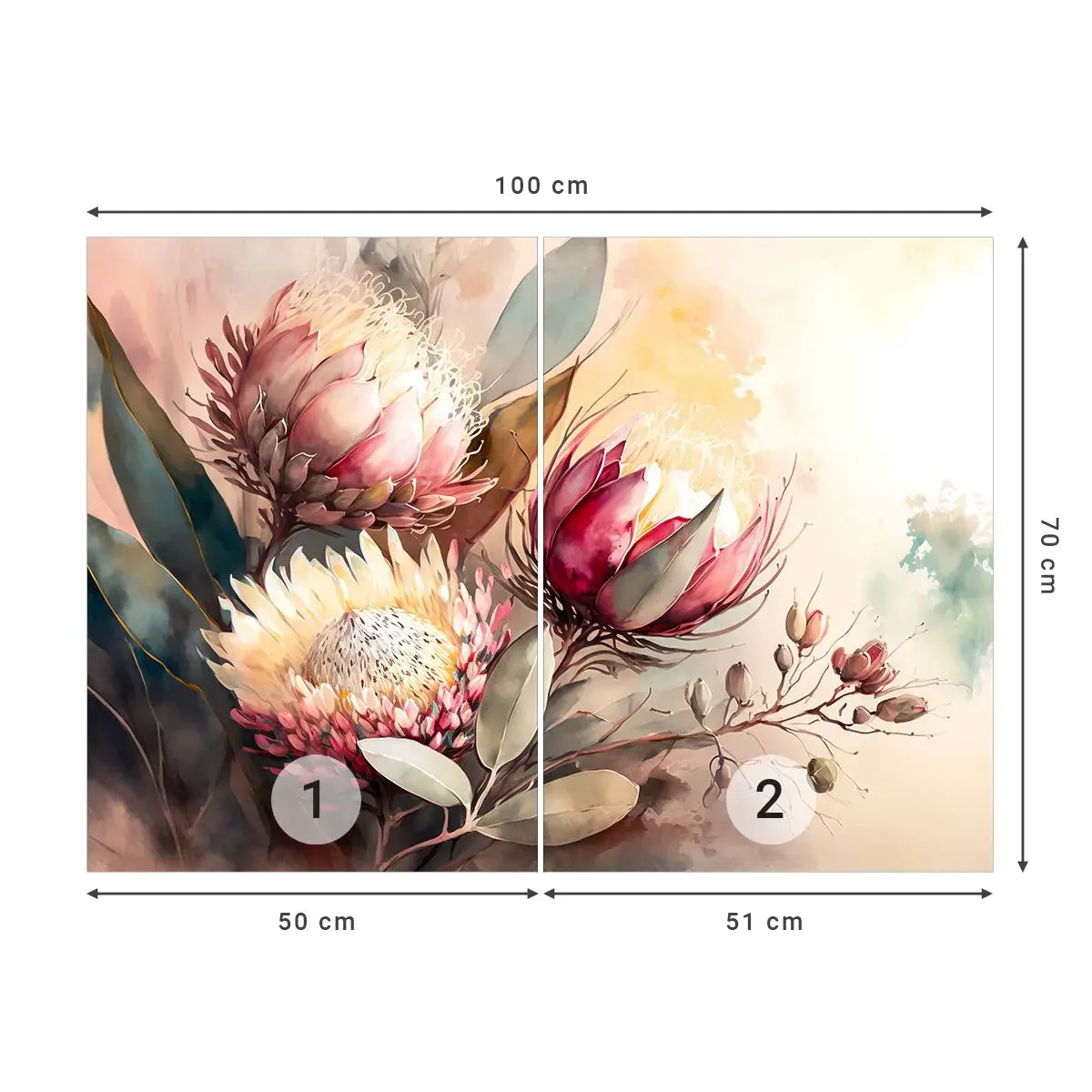 Tapet Autoadeziv Deluxe Sticker - Profil și en face - Flori, Art Deco, Botanică - 100x70 cm