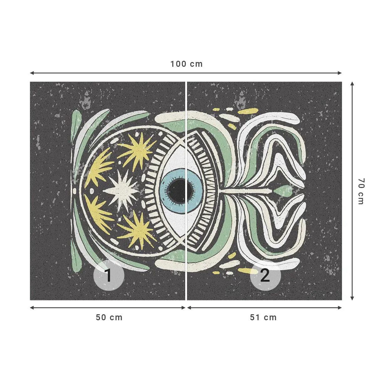 Selbstklebende Fototapete Deluxe Sticker - Stammesrituale - Boho, Auge, Pastell - 100x70 cm