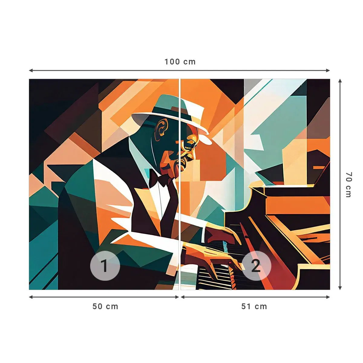 Samolepiaca Fototapeta Deluxe Sticker - Celý tento jazz - Klavír, Klavír, kubizmus - 100x70 cm