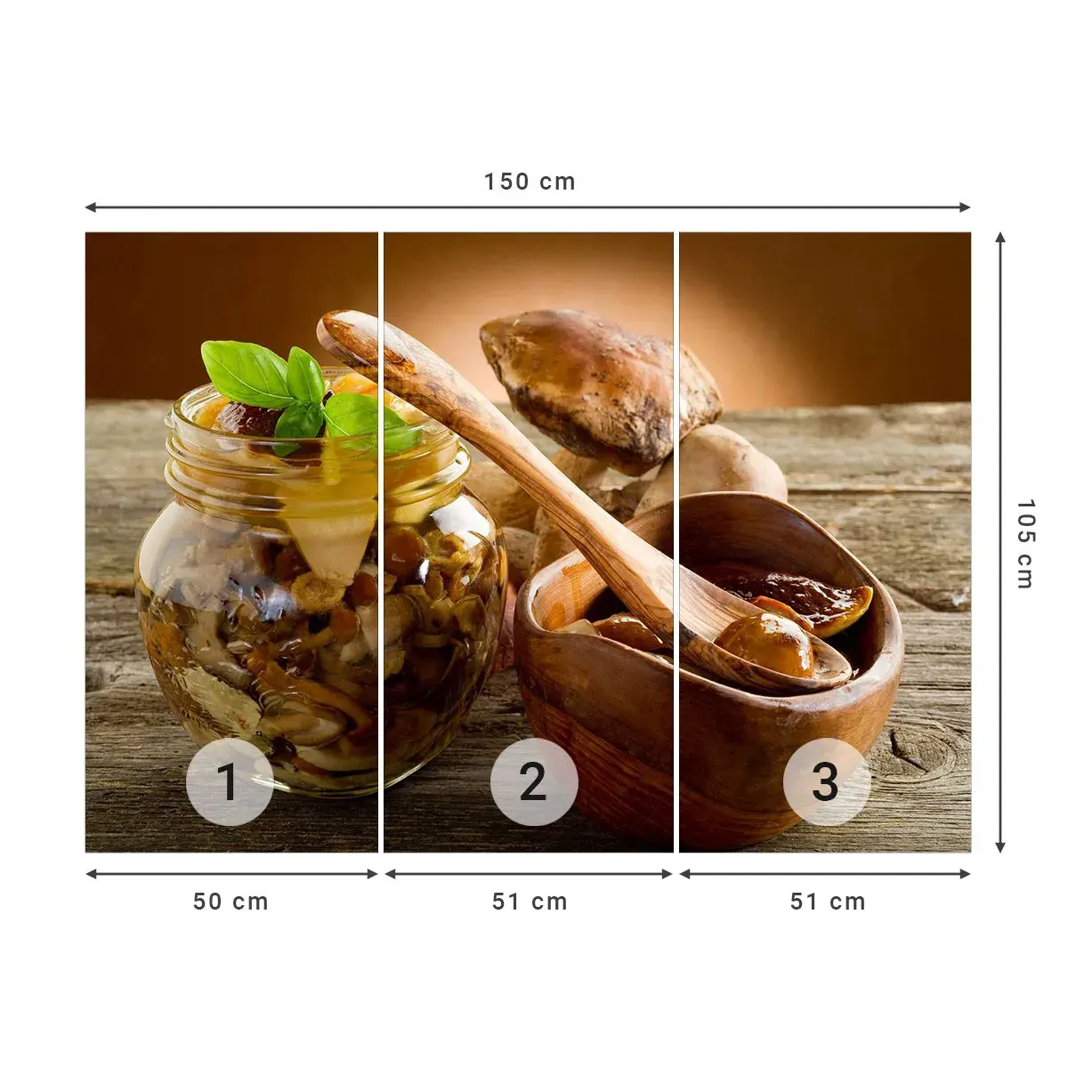 Selbstklebende Fototapete Deluxe Sticker - Ob frisch oder gesalzen, oder in der Herbstsaison ... - Gastronomie, Pilze, Küche - 150x105 cm