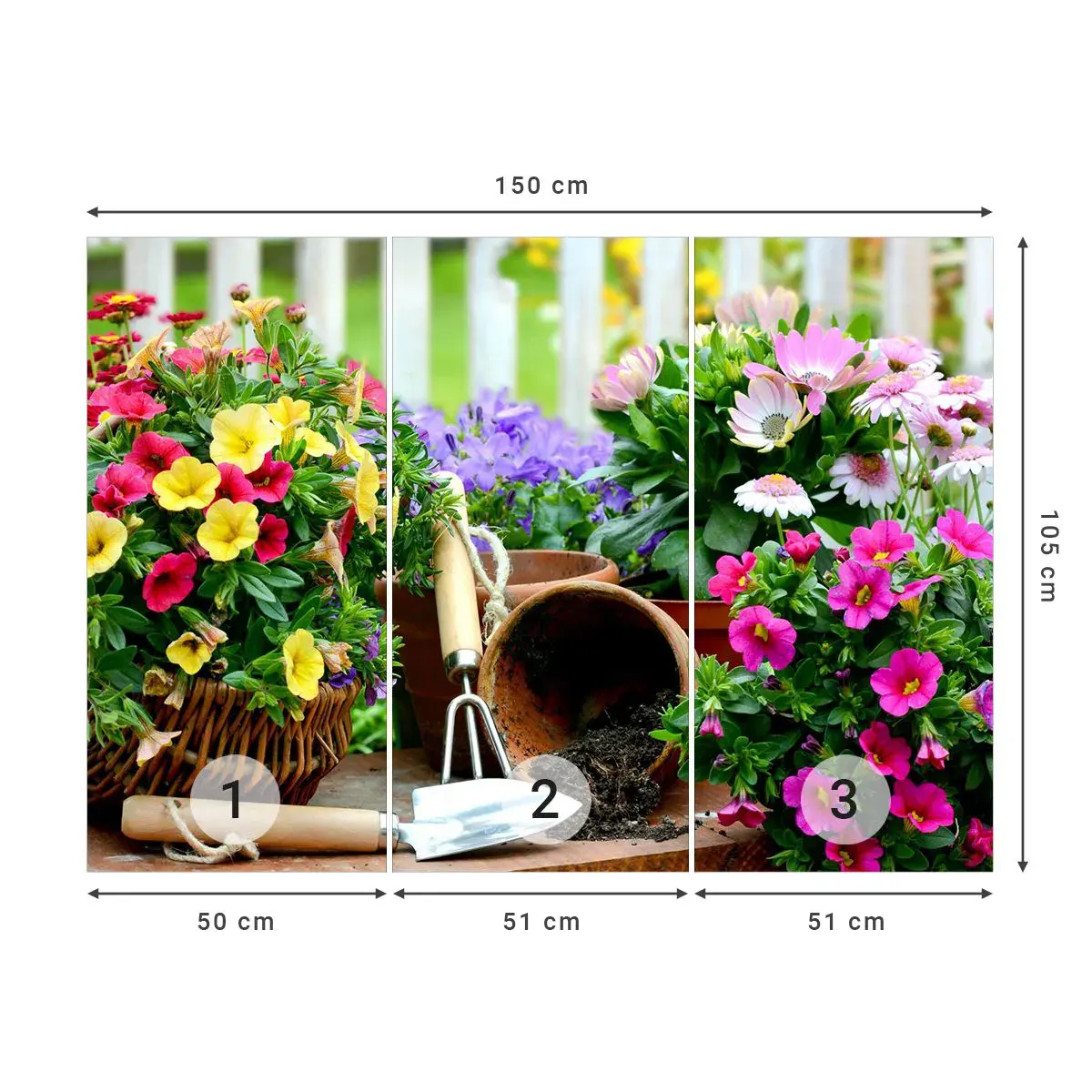 Papel de Parede Autocolante Deluxe Sticker - Jardim da Joana - Flores, Jardim, Buquê de flores - 150x105 cm