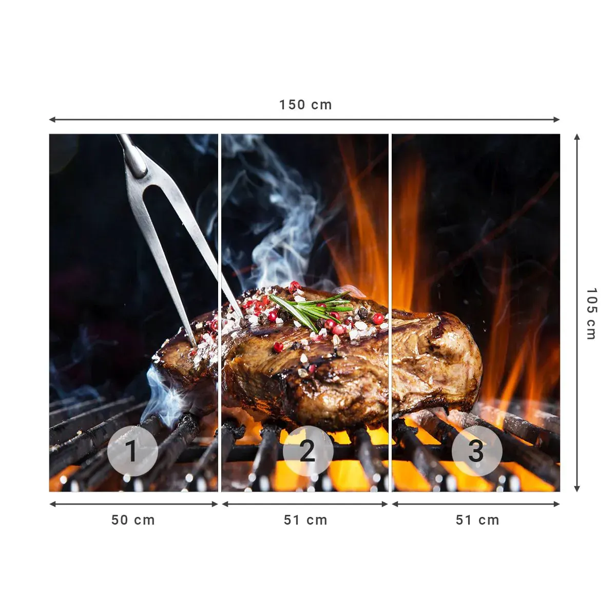 Self-Adhesive Photo Wallpaper Deluxe Sticker - Juicy and Fragrant - Gastronomy, steak, Grill - 150x105 cm