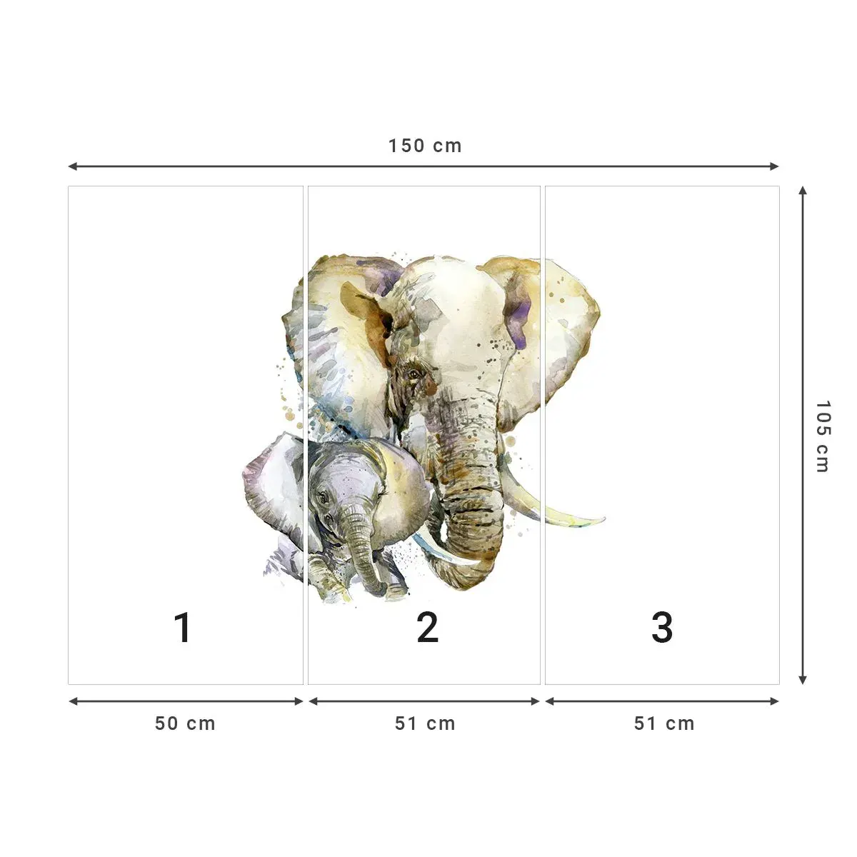 Öntapadós Fotótapéta Deluxe Sticker - Sehol se jobb mint anyánál - Állatok, Elefánt, Grafika - 150x105 cm