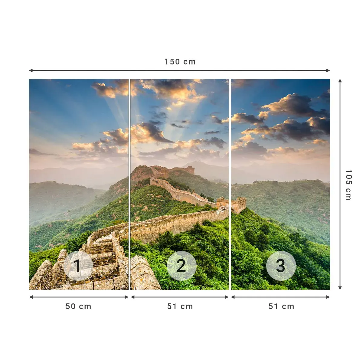 Fotomural Autadhesivo Deluxe Sticker - Grandeza duradera - Paisaje, La Gran Muralla de China, Asia - 150x105 cm