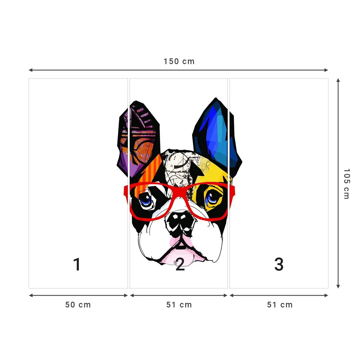 Self-Adhesive Photo Wallpaper Deluxe Sticker - Intellectual - Abstraction, Dog, French Bulldog - 150x105 cm