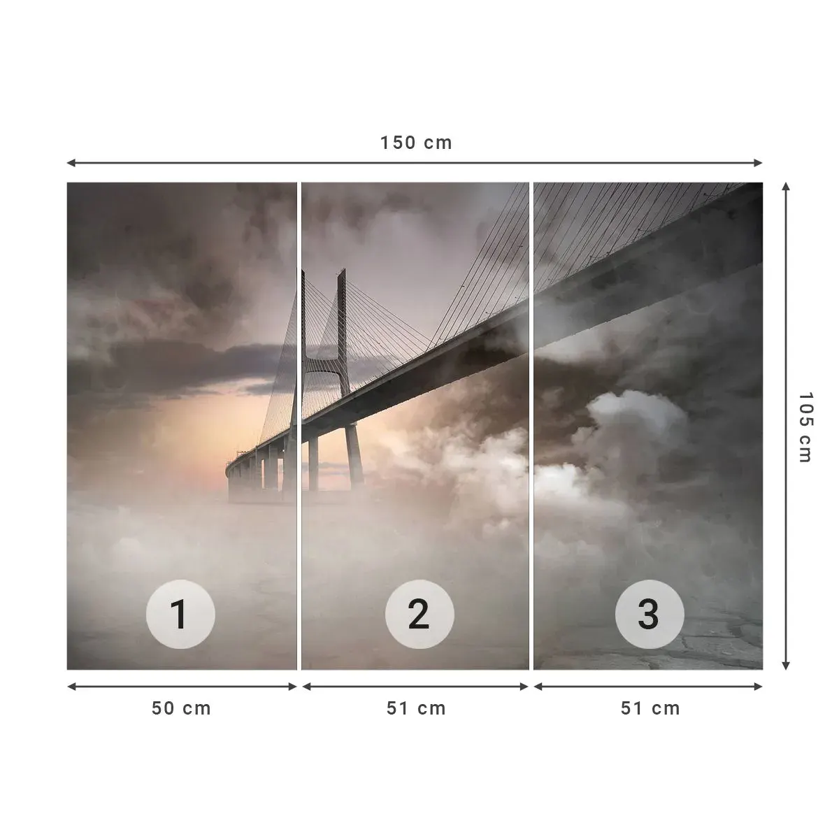 Self-Adhesive Photo Wallpaper Deluxe Sticker - By the River that Doesn't Exist - Landscape, Bridge, Architecture - 150x105 cm