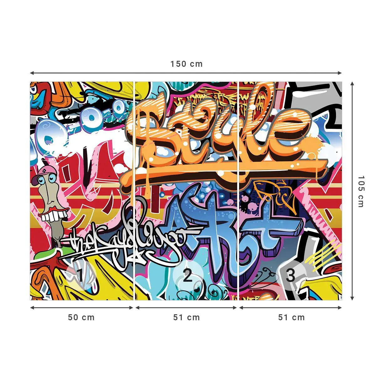 Fotomural Autadhesivo Deluxe Sticker - Grafiti, el arte urbano - Pintada, Pedazo, Patrón moderno - 150x105 cm