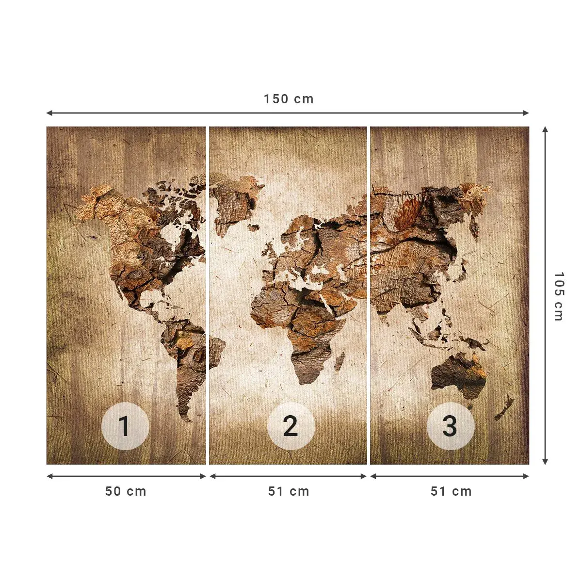 Fototapeta Samolepicí Deluxe Sticker - Objev světa - Mapa světa, Kontinenty, Cestování - 150x105 cm