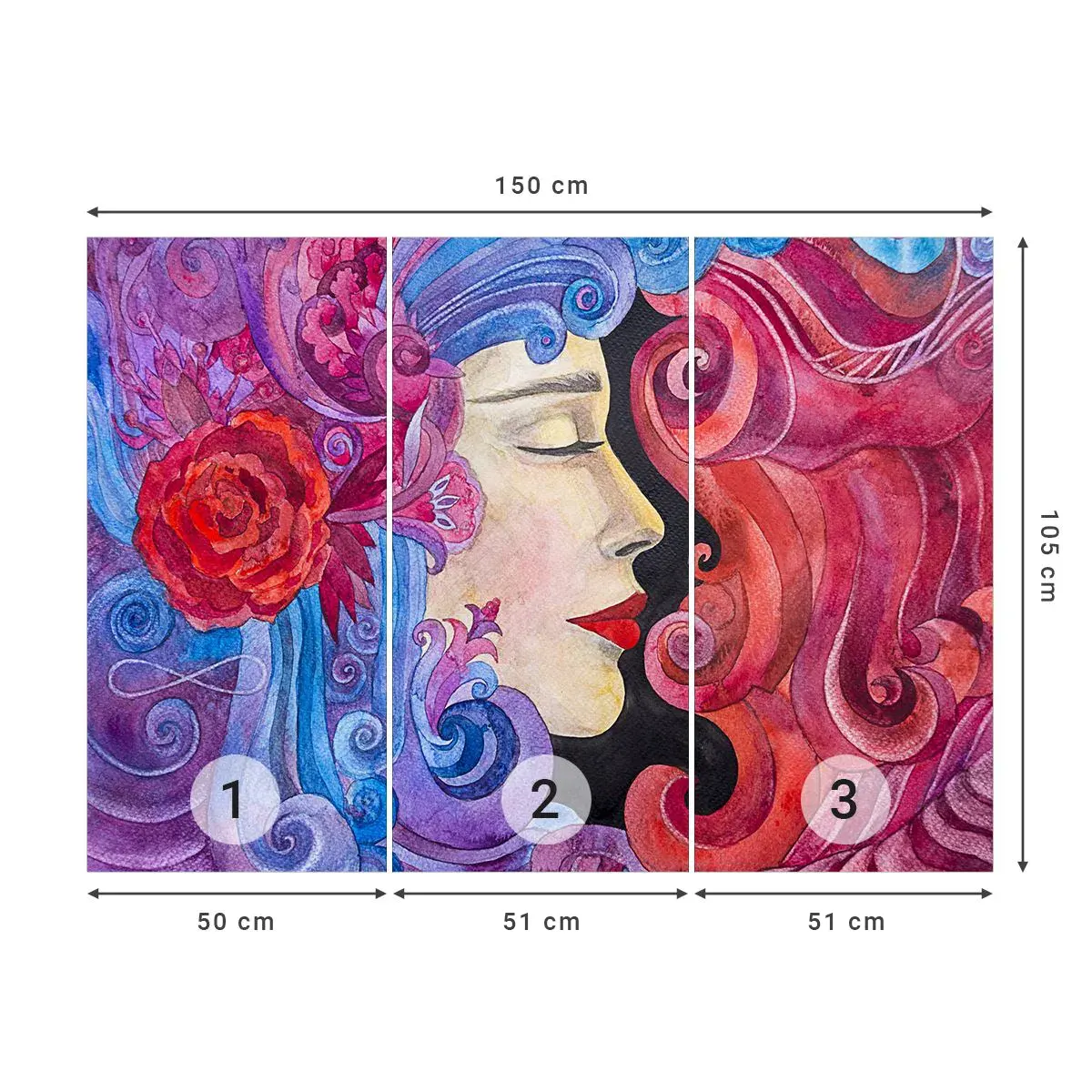 Papier Peint Autocollant Deluxe Sticker - L'Art Nouveau est toujours vivant - Femme, Fleurs, Déesse - 150x105 cm