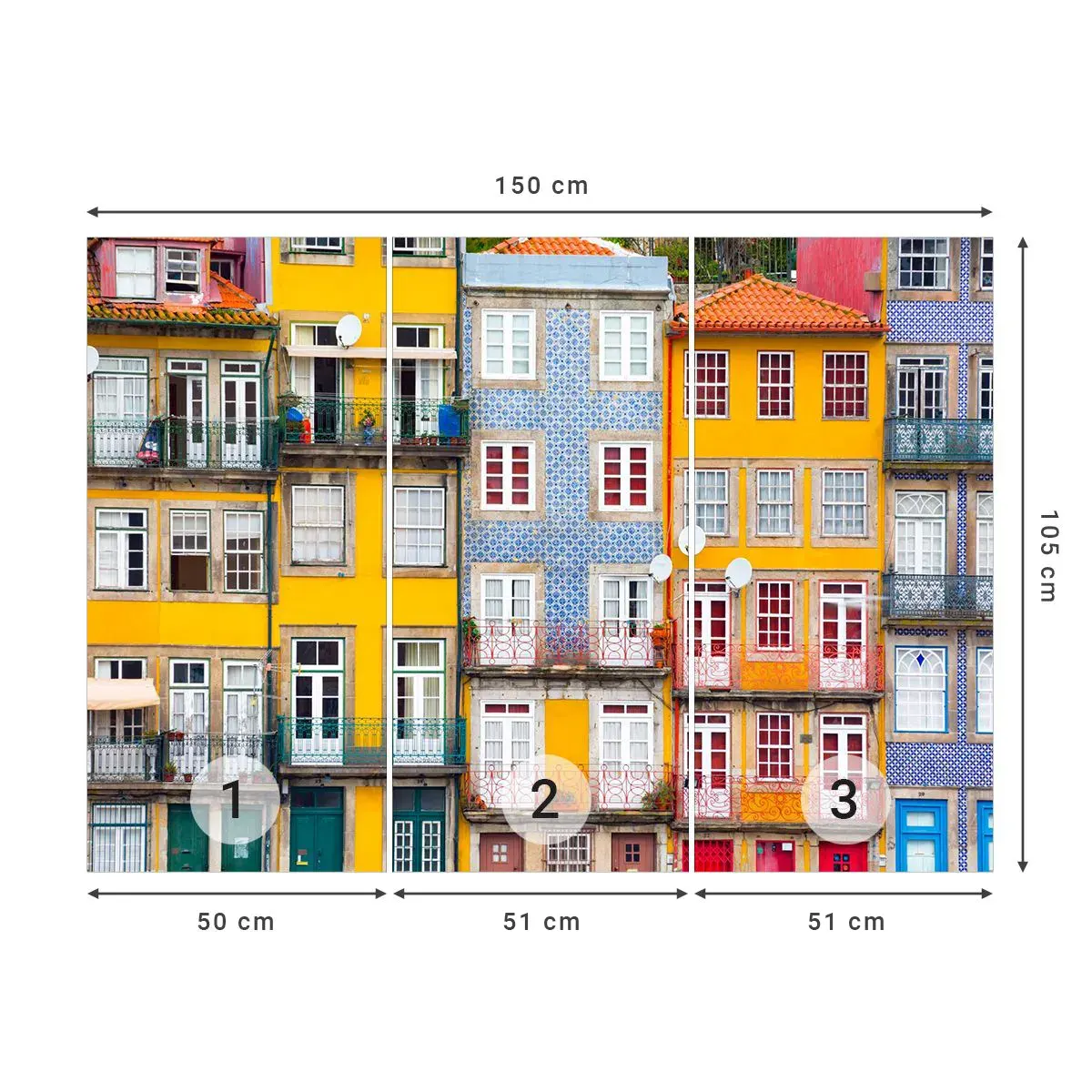 Selbstklebende Fototapete Deluxe Sticker - Farben der Altstadt - Stadt, Porto, Die Architektur - 150x105 cm