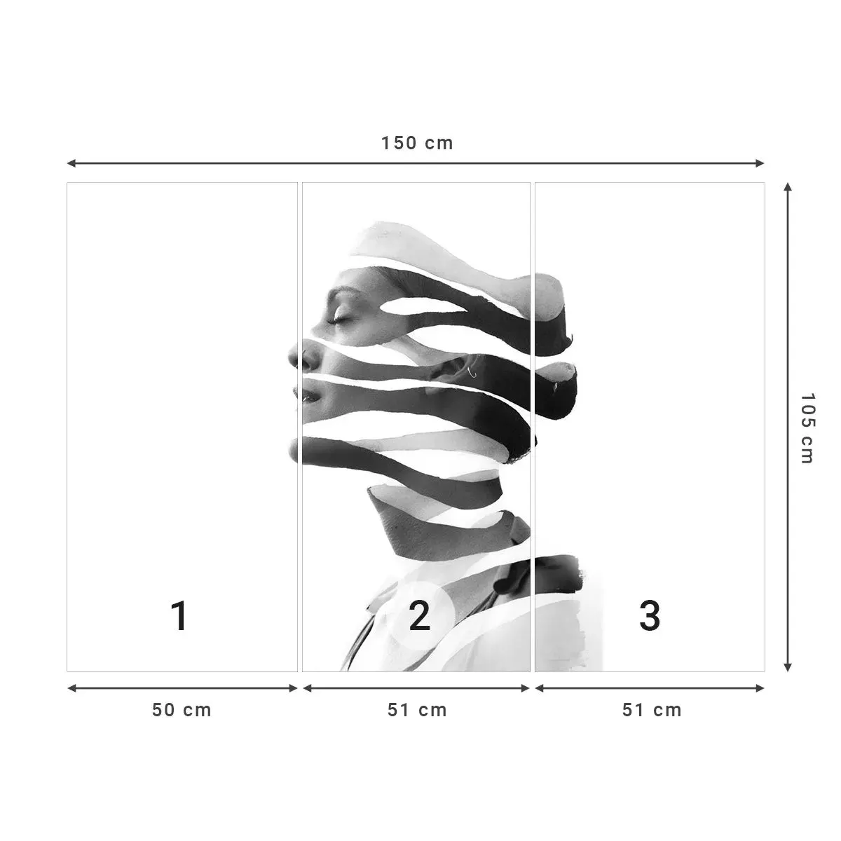 Fotomurali Autoadesivo Deluxe Sticker - Ritratto surrealista - Astrazione, Pezzo, Donna - 150x105 cm